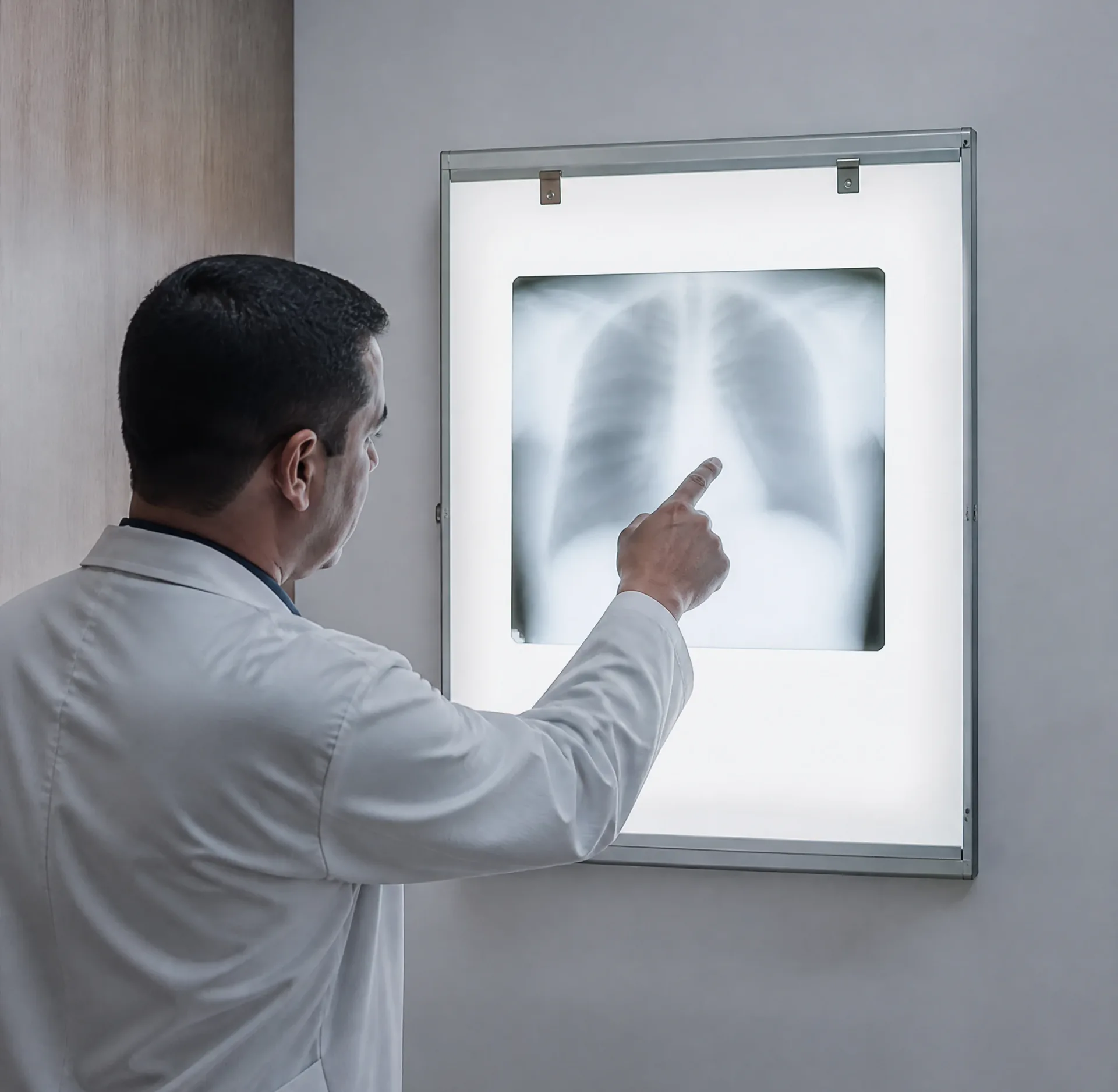 Radiografía de tórax en la que se evalúa el tamaño de la silueta cardíaca
