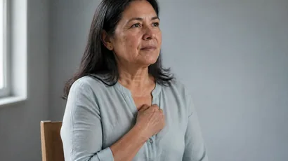Persona con la mano en el centro del pecho por una molestia opresiva