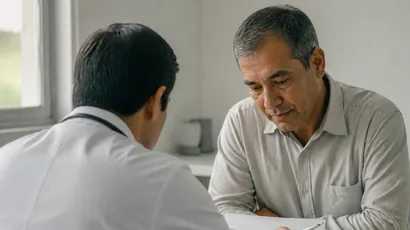 Cardióloga explicando a un paciente cuál es su meta de colesterol